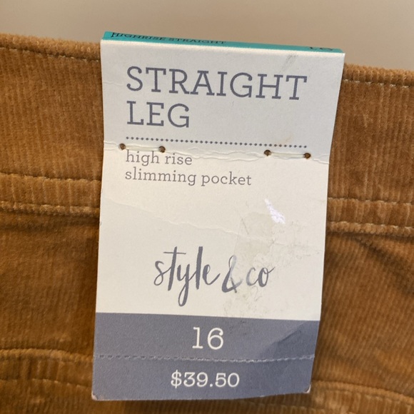 NWT STYLE & CO Corduroy 5 Pocket Style, Straight Leg, & High Rise Pants. - Picture 5 of 9